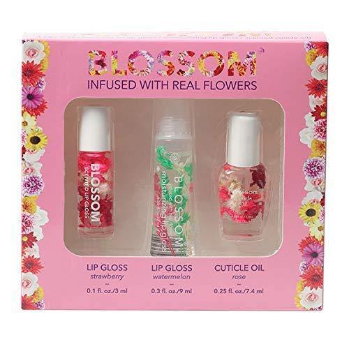 3 Piece Gift Set - Mini Roll-On Lip Gloss, Moisturizing Lip Gloss, Scented Cuticle Oil - Sanida Beauty