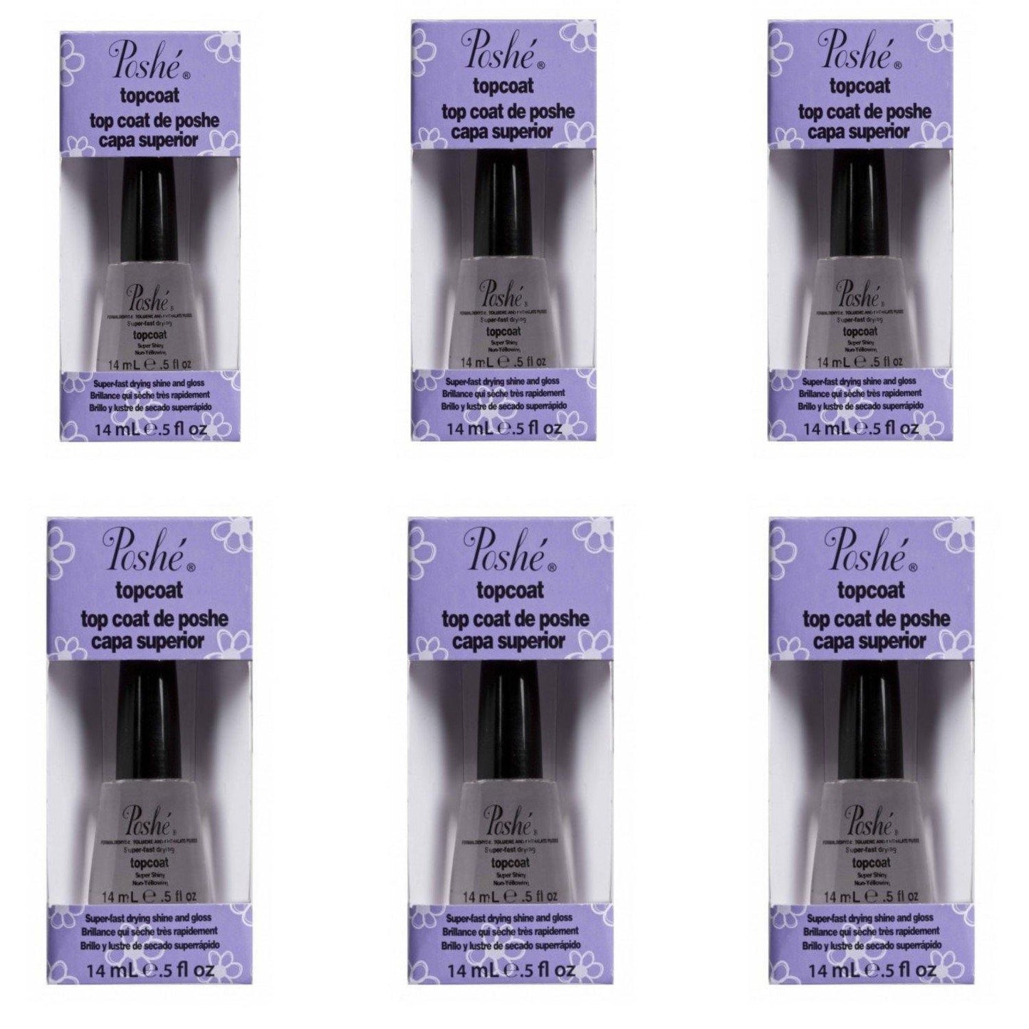 Poshe Topcoat 0.5oz Super Fast - 6 Pack - Sanida Beauty