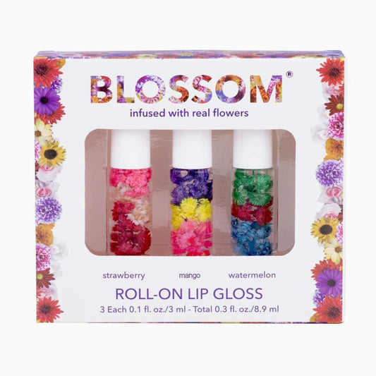 Blossom Roll-On LIP GLOSS Set Strawberry/Mango/Watermelon - Sanida Beauty