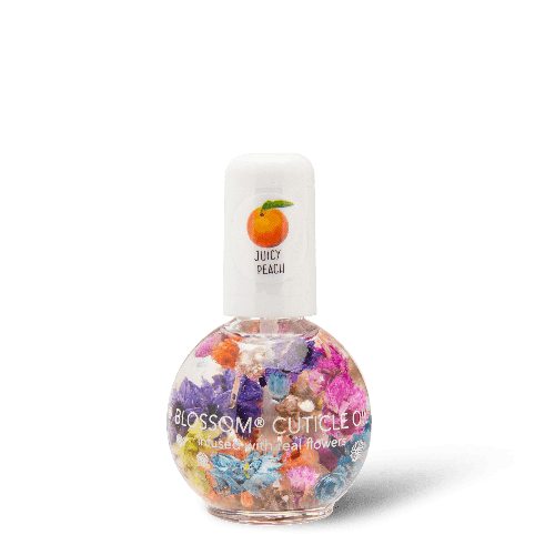 Blossom Scented Cuticle Oil (0.42 oz) infused with REAL flowers - Juicy Peach - Sanida Beauty