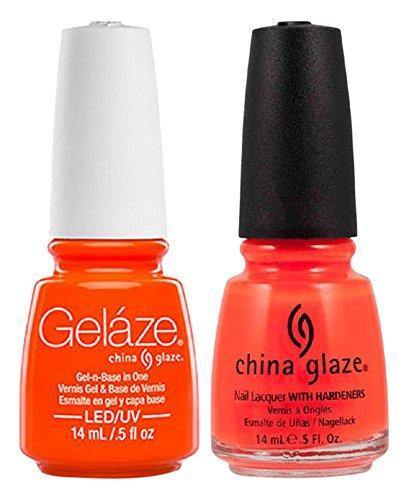 China Glaze Gelaze Tips and Toes Nail Polish, Orange Knockout, 2 Count - Sanida Beauty
