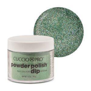 Cuccio Powder Dip 2oz - Emerald Green W/ Rainbow Mica - Sanida Beauty